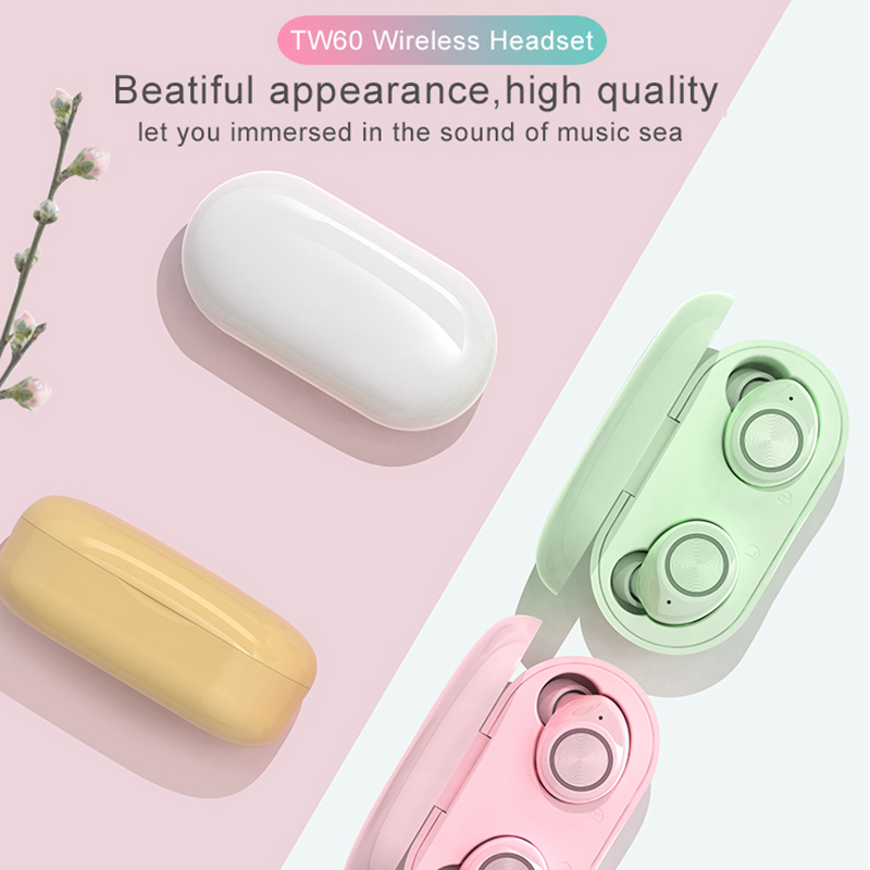 Popular Cellphone Wireless Bluetooths Headphones Earphone TW60 Tws Ear